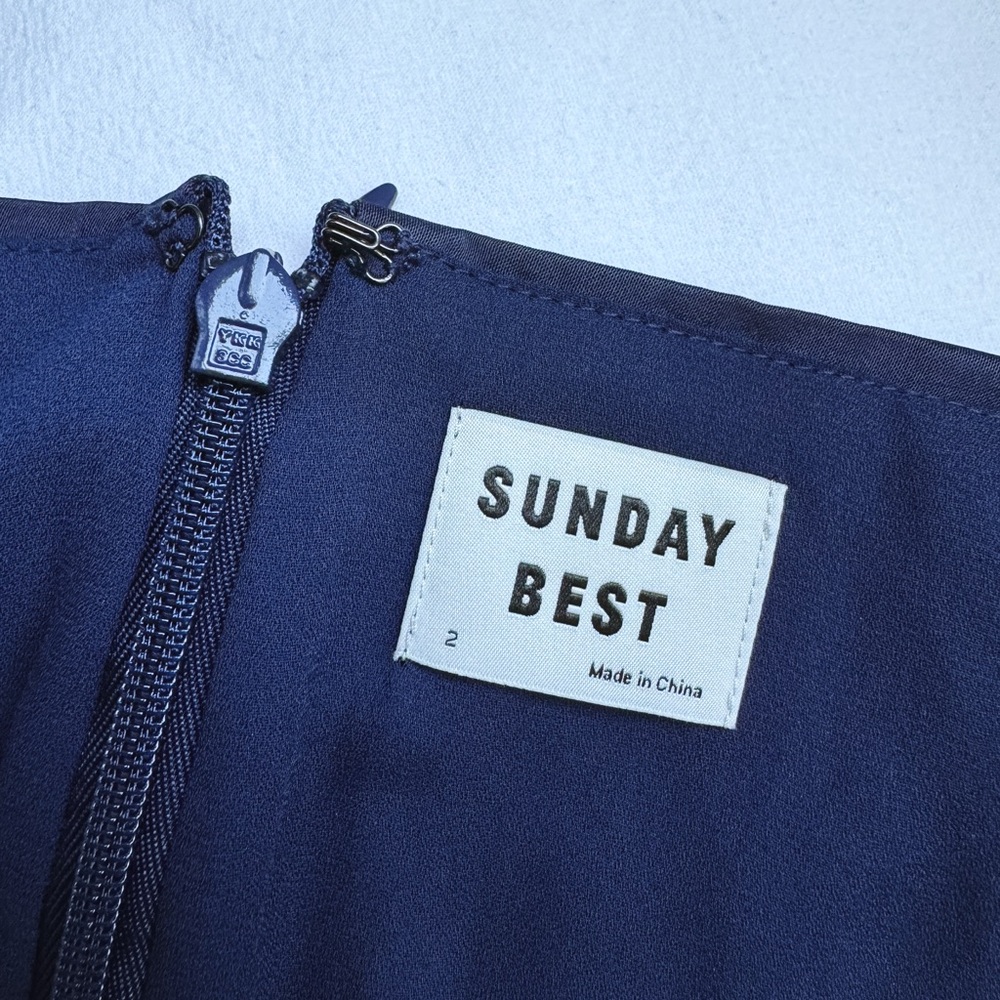 Aritzia Sunday Best Tatiana Skirt - Navy Satin - Size 2 - Picture 4 of 6